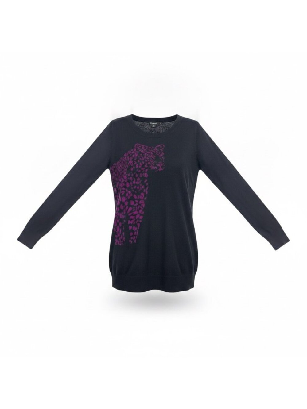 DKNY Womens Black & Purple Silk/Cashmere Animal Print Sweater Size S